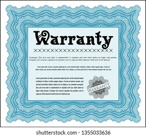 Light blue Vintage Warranty template. Sophisticated design. With complex background. Vector illustration. 