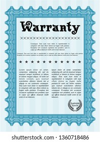 Light blue Vintage Warranty template. Customizable, Easy to edit and change colors. With complex linear background. Money design. 