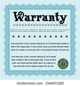 Light blue Vintage Warranty template. Easy to print. Perfect design. Detailed. 