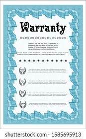 Light blue Vintage Warranty template. With guilloche pattern and background. Customizable, Easy to edit and change colors. Artistry design. 