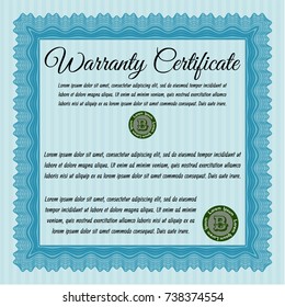 Light blue Vintage Warranty template. Customizable, Easy to edit and change colors. With quality background. Superior design. 
