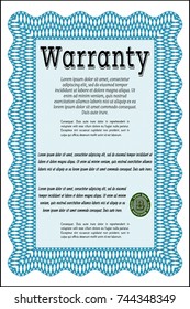 Light blue Vintage Warranty template. Elegant design. Customizable, Easy to edit and change colors. With quality background. 