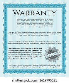 Light blue Warranty. Artistry design. With complex background. Vector illustration. 