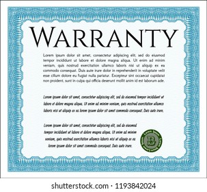 Light blue Warranty. With background. Customizable, Easy to edit and change colors. Elegant design. 
