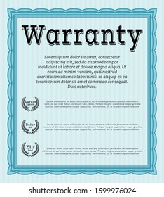 Light blue Warranty. With background. Customizable, Easy to edit and change colors. Lovely design. 