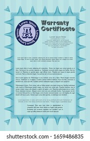 Light blue Warranty. With background. Vector illustration. Sophisticated design. 