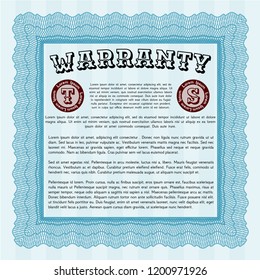 Light blue Warranty Certificate template. Perfect design. Easy to print. Customizable, Easy to edit and change colors. 