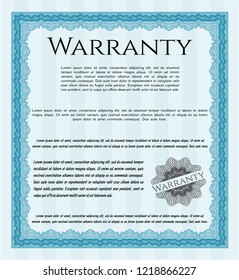 Light blue Warranty Certificate template. With great quality guilloche pattern. Customizable, Easy to edit and change colors. Artistry design. 