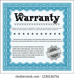 Light blue Warranty Certificate template. Detailed. Printer friendly. Perfect design. 