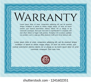 Light blue Warranty Certificate template. Perfect design. Detailed. Easy to print. 