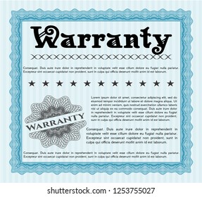 Light blue Warranty Certificate template. Vector illustration. Printer friendly. Good design. 