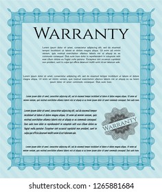 Light blue Warranty Certificate template. Money Pattern design. With quality background. Detailed. 