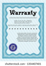Light blue Warranty Certificate template. Beauty design. Printer friendly. Customizable, Easy to edit and change colors. 