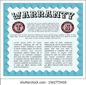 Light blue Warranty Certificate template. With background. Money Pattern design. Customizable, Easy to edit and change colors. 