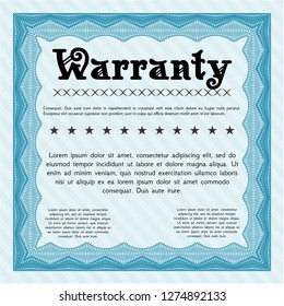 Light blue Warranty. With complex background. Money design. Vector illustration. 