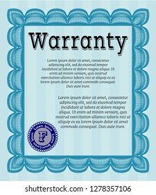 Light blue Warranty. With complex background. Detailed. Artistry design. 