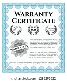 Light blue Warranty. Complex background. Detailed. Perfect design. 