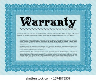 Light blue Warranty. With complex background. Superior design. Customizable, Easy to edit and change colors. 