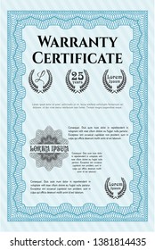 Light blue Warranty. Complex background. Vector illustration. Money Pattern design. 