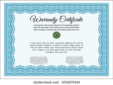 Light blue Warranty. With complex linear background. Retro design. Customizable, Easy to edit and change colors. 