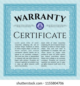 Light blue Warranty. Cordial design. Customizable, Easy to edit and change colors. With great quality guilloche pattern. 