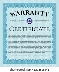 Light blue Warranty. Cordial design. With linear background. Detailed. 