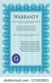 Light blue Warranty. Customizable, Easy to edit and change colors. With great quality guilloche pattern. Cordial design. 