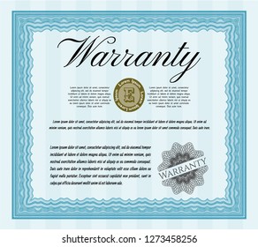 Light blue Warranty. Customizable, Easy to edit and change colors. With complex linear background. Modern design. 