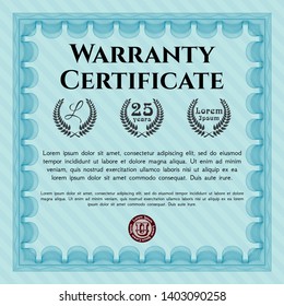 Light blue Warranty. Customizable, Easy to edit and change colors. With great quality guilloche pattern. Money Pattern design. 