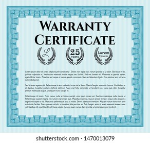 Light blue Warranty. Customizable, Easy to edit and change colors. Easy to print. Perfect design. 