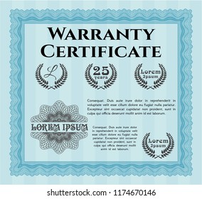 Light blue Warranty. Elegant design. Easy to print. Detailed. 
