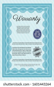 Light blue Warranty. Good design. With background. Detailed. 