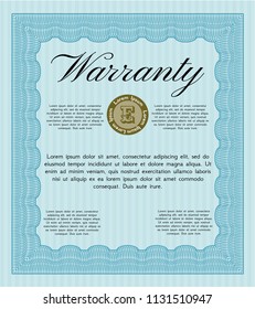 Light blue Warranty. With great quality guilloche pattern. Money Pattern. Detailed. 
