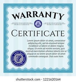 Light blue Warranty. With guilloche pattern and background. Modern design. Customizable, Easy to edit and change colors. 