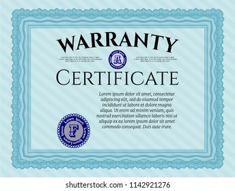 Light blue Warranty. With linear background. Modern design. Vector illustration. 