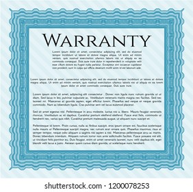 Light blue Warranty. With linear background. Detailed. Cordial design. 