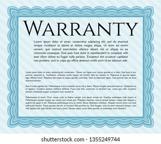 Light blue Warranty. With linear background. Beauty design. Vector illustration. 
