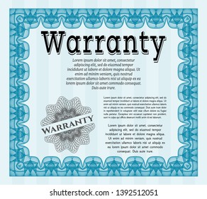 Light blue Warranty. With linear background. Excellent design. Vector illustration. 