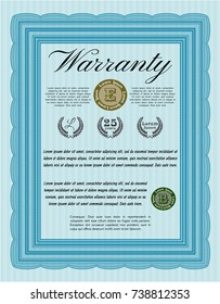 Light blue Warranty. With linear background. Vector illustration. Superior design. 