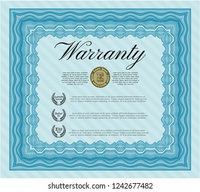 Light blue Warranty. Modern design. With guilloche pattern and background. Customizable, Easy to edit and change colors. 