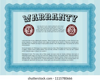 Light blue Warranty. Money Pattern design. Customizable, Easy to edit and change colors. With linear background. 