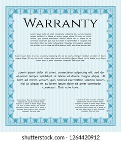 Light blue Warranty. Money Pattern design. Detailed. Printer friendly. 