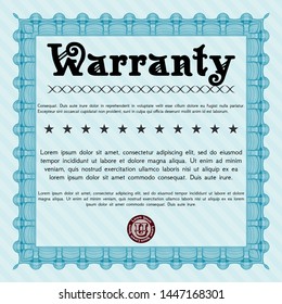 Light blue Warranty. Nice design. With background. Customizable, Easy to edit and change colors. 