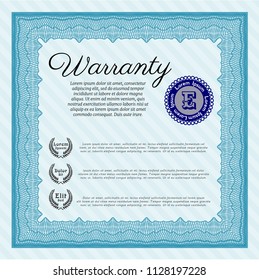 Light blue Warranty. Perfect design. Detailed. Printer friendly. 