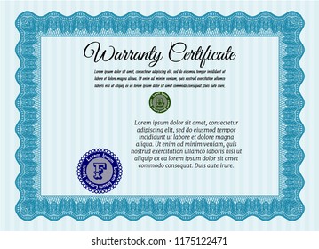 Light blue Warranty. Printer friendly. Excellent design. Vector illustration. 
