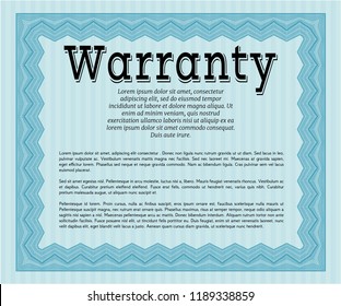 Light blue Warranty. Printer friendly. Vector illustration. Superior design. 