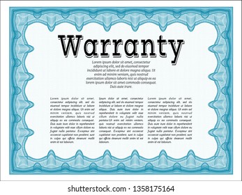 Light blue Warranty. Printer friendly. Detailed. Cordial design. 
