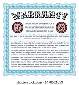 Light blue Warranty. Printer friendly. Good design. Vector illustration. 