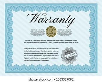 Light blue Warranty. With quality background. Customizable, Easy to edit and change colors. Superior design. 