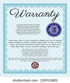 Light blue Warranty. Retro design. Customizable, Easy to edit and change colors. With background. 